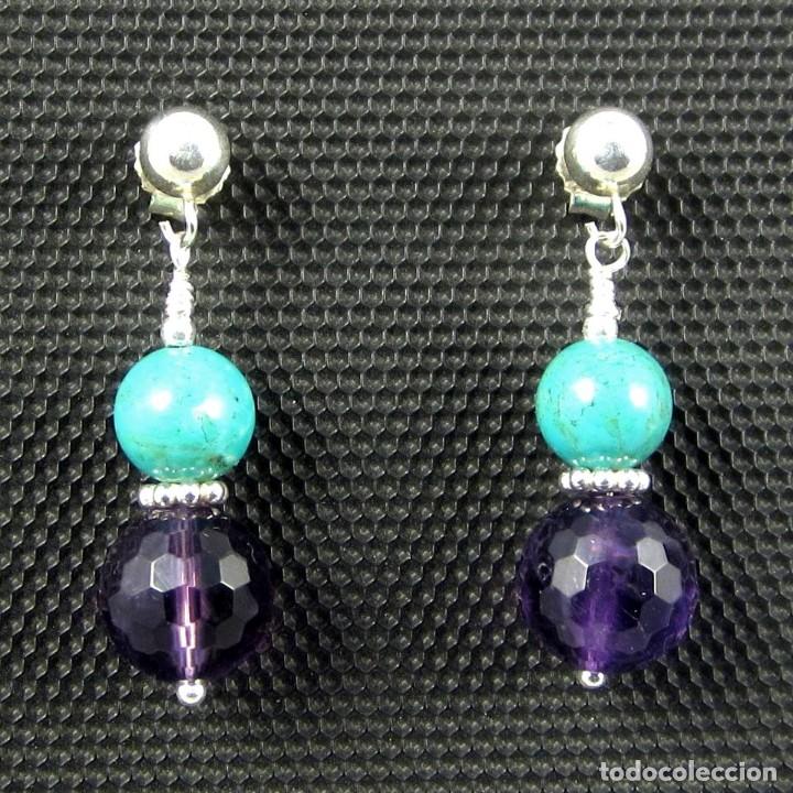 Artesan&iacute;a: Pendientes de Turquesa y Amatista - Foto 2