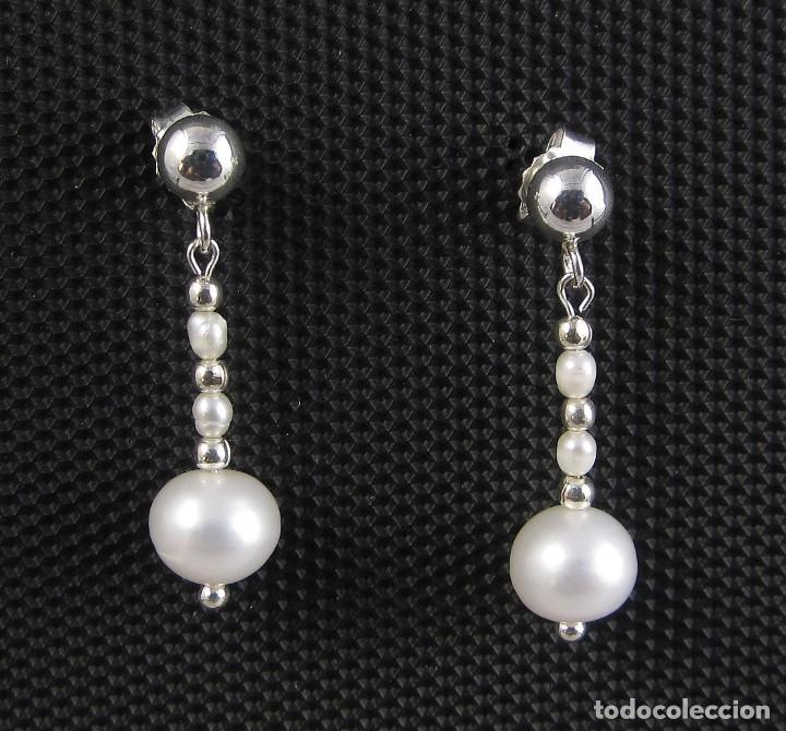 Artesan&iacute;a: Pendientes de Perlas de r&iacute;o y Plata - Foto 2