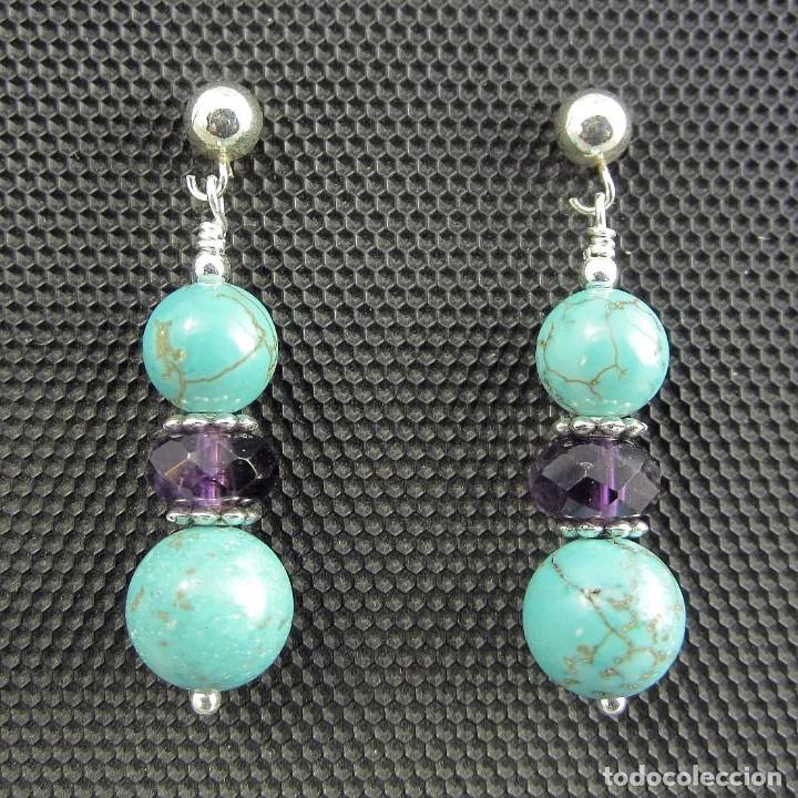 Artesan&iacute;a: Pendientes de Turquesa y Amatista - Foto 2