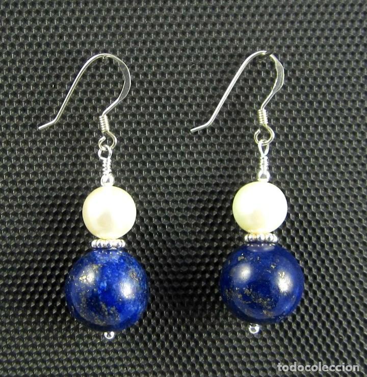 Artesan&iacute;a: Pendientes de Lapisl&aacute;zuli, Perlas de r&iacute;o y Plata - Foto 1