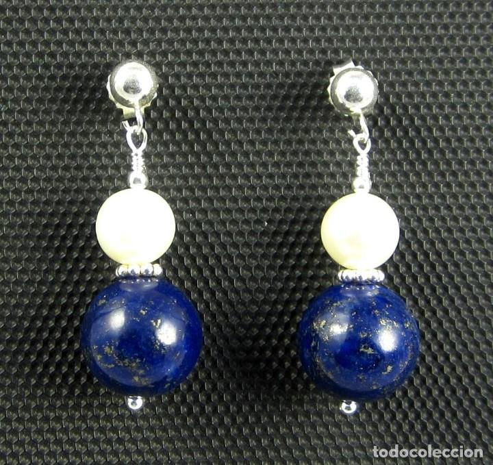 Artesan&iacute;a: Pendientes de Lapisl&aacute;zuli, Perlas de r&iacute;o y Plata - Foto 2