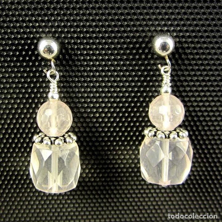 Artesan&iacute;a: Pendientes de Cuarzo rosa y Plata - Foto 2