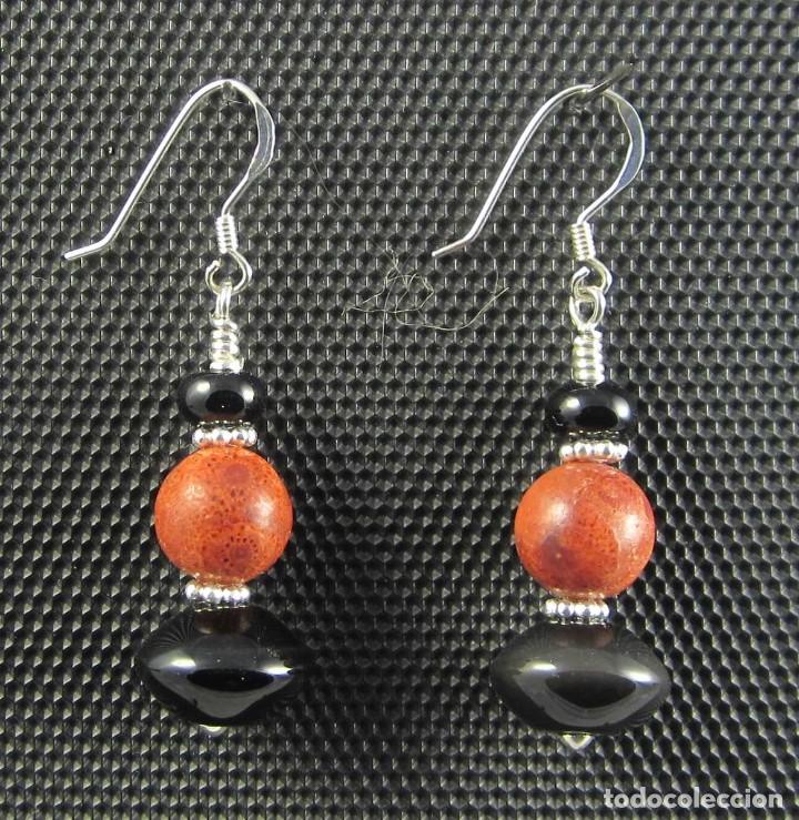 Artesan&iacute;a: Pendientes de &Oacute;nix, Coral y Plata - Foto 1