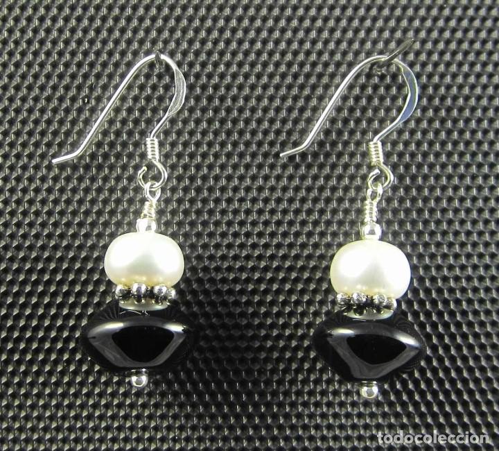 Artesan&iacute;a: Pendientes de Perlas de r&iacute;o, &Oacute;nix y Plata - Foto 1