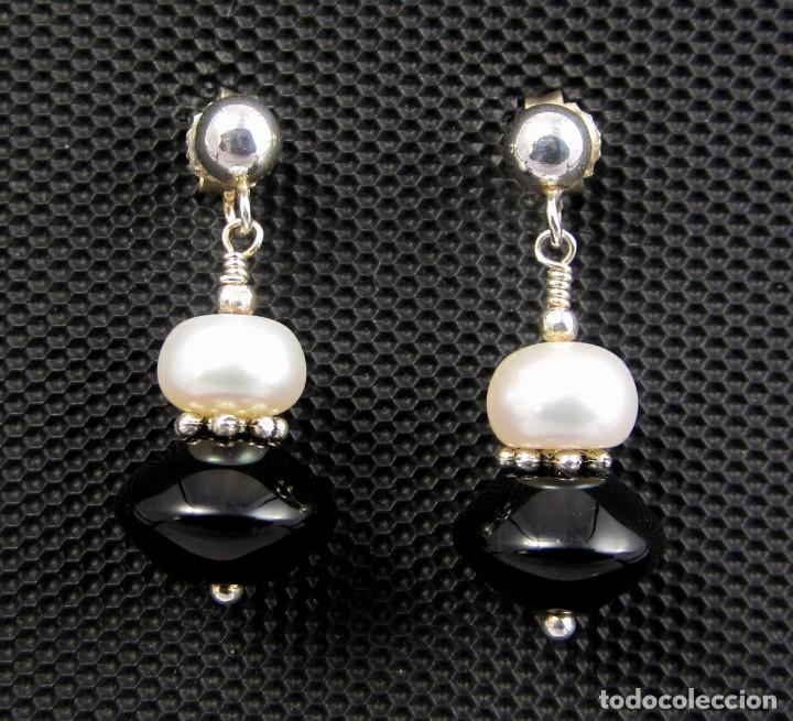 Artesan&iacute;a: Pendientes de Perlas de r&iacute;o, &Oacute;nix y Plata - Foto 2