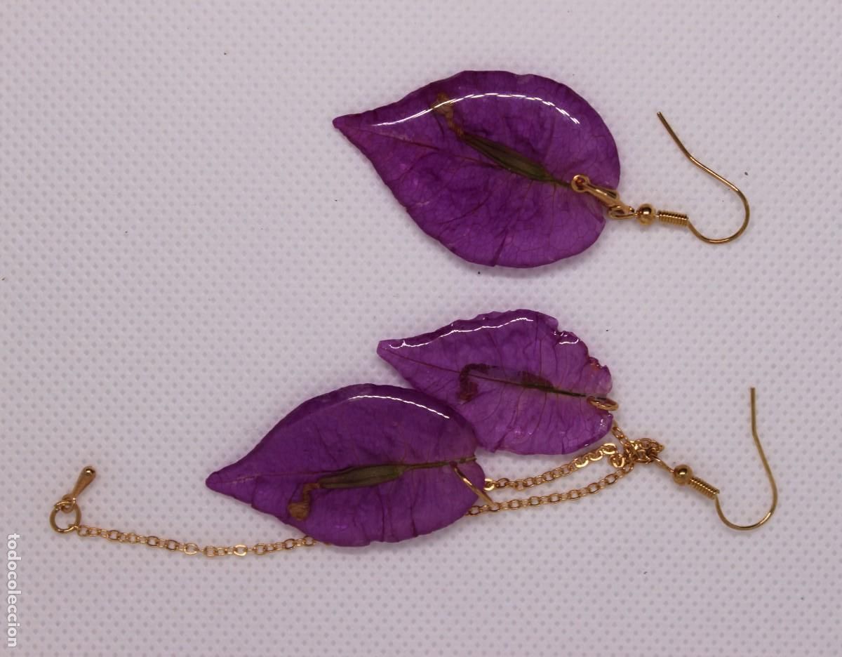 Artesan&iacute;a: Pendientes de buganvillas moradas - Foto 2