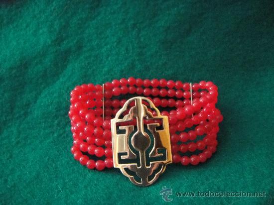 Artesan&iacute;a: pulsera de jade rojo y plata - Foto 1