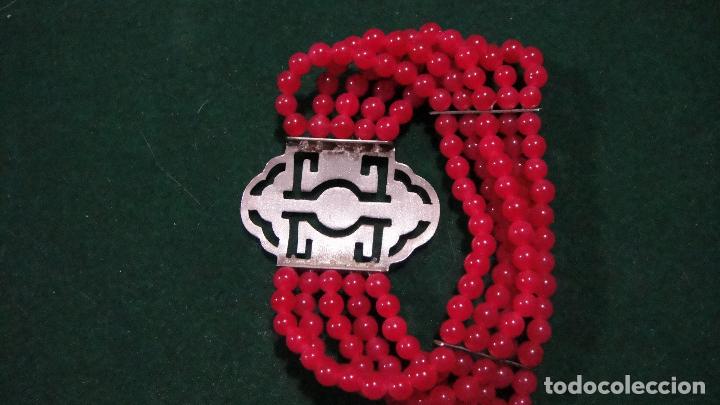 Artesan&iacute;a: pulsera de jade rojo y plata - Foto 2