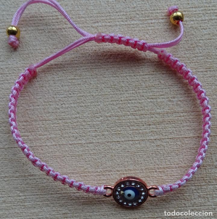 Artesan&iacute;a: COMPLEMENTO BONITO DE PLSERA AJUSTABLE HILO MACRAME MODA ELEGANTE CON OJO TURCO DE COLOR ROSA - Foto 1