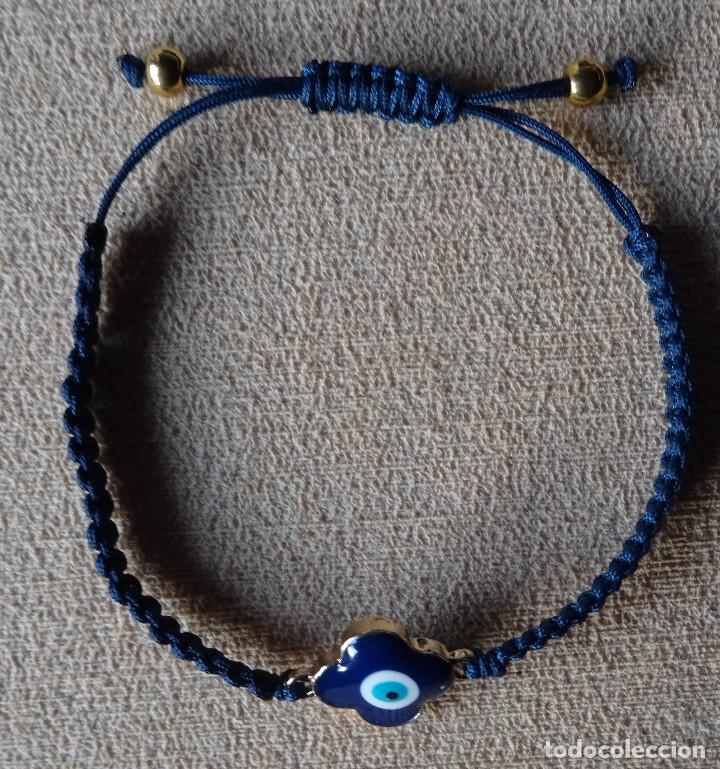 Artesan&iacute;a: COMPLEMENTO BONITO PULSERA AJUSTABLE DE HILO MACRAME AZUL CON OJO DE TURCO - Foto 1