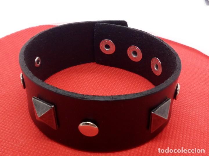 Artesan&iacute;a: Pulsera de cuero punk ajustable remaches Ref. 008 - Foto 3
