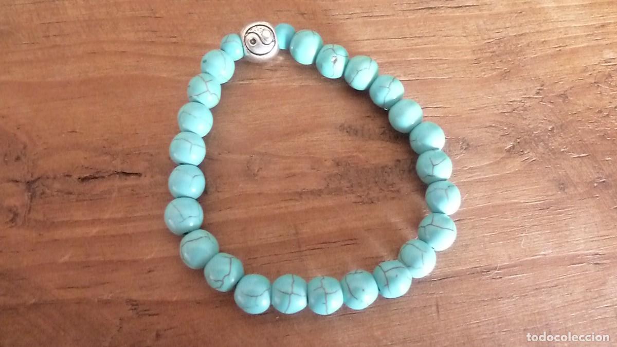 Artesan&iacute;a: Pulsera el&aacute;stica. Piedras turquesa - Foto 2
