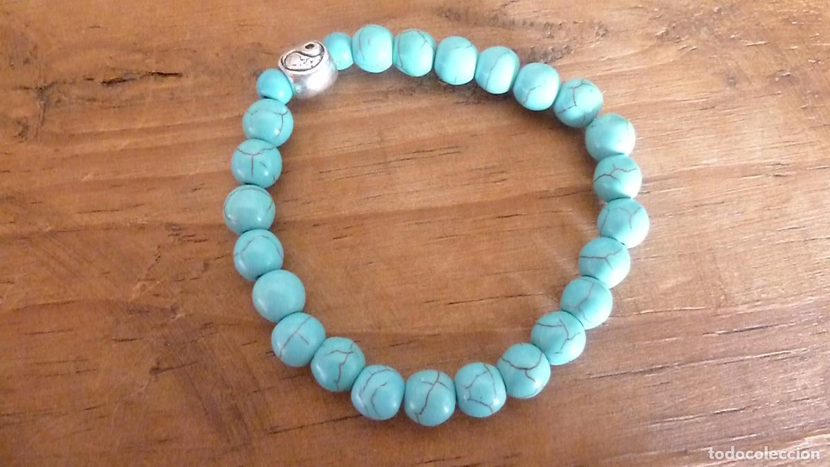 Artesan&iacute;a: Pulsera el&aacute;stica. Piedras turquesa - Foto 3
