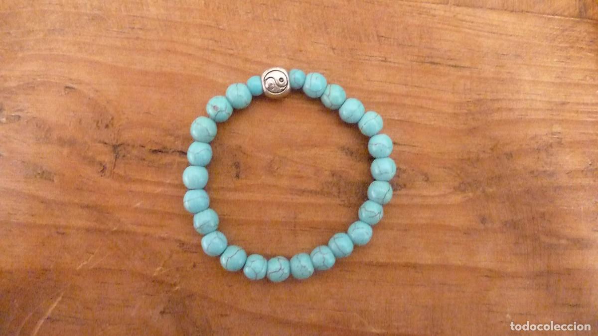 Artesan&iacute;a: Pulsera el&aacute;stica. Piedras turquesa - Foto 4