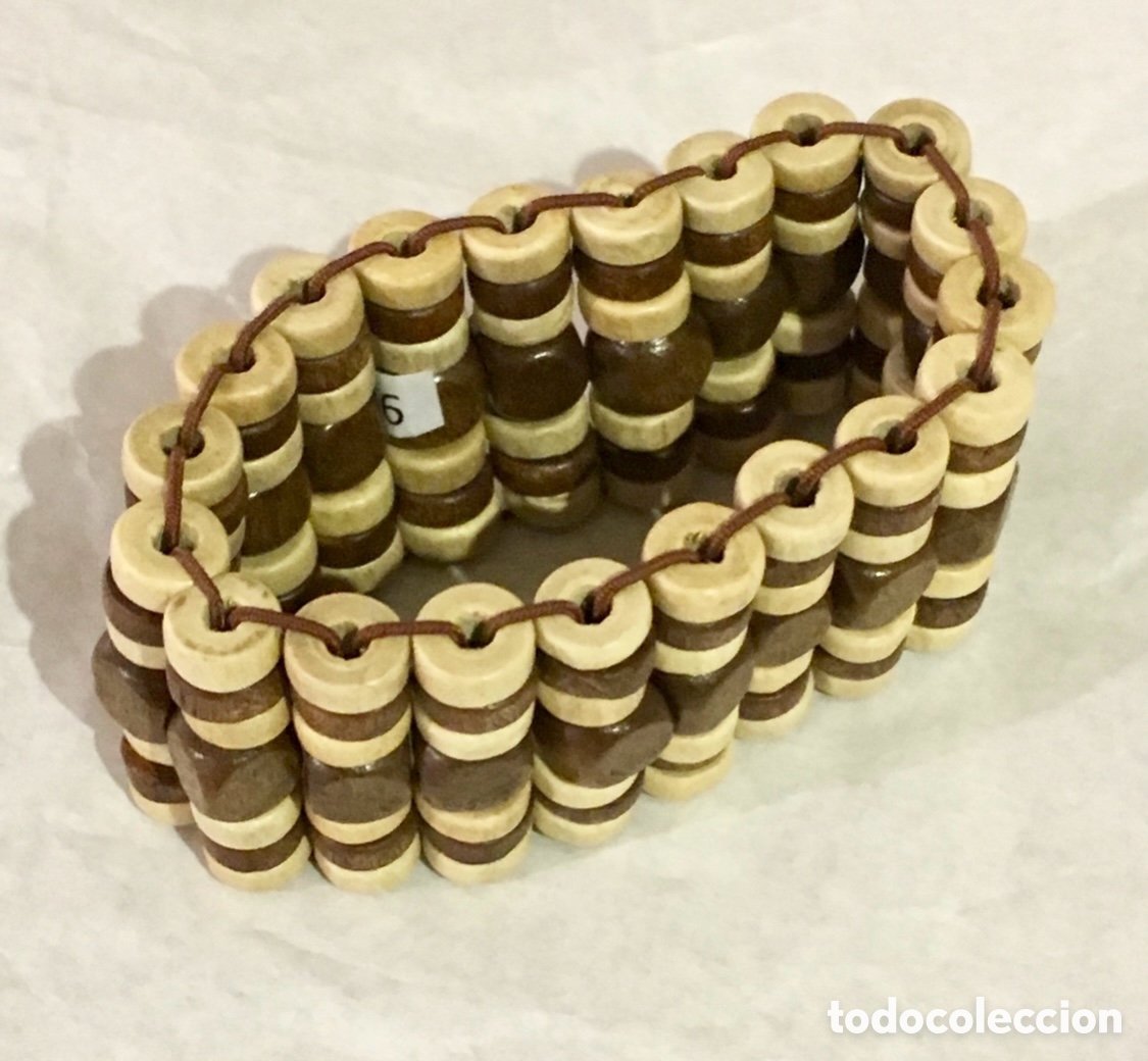 Artesan&iacute;a: Pulsera el&aacute;stica. Cuantas de madera. Camerun. - Foto 1