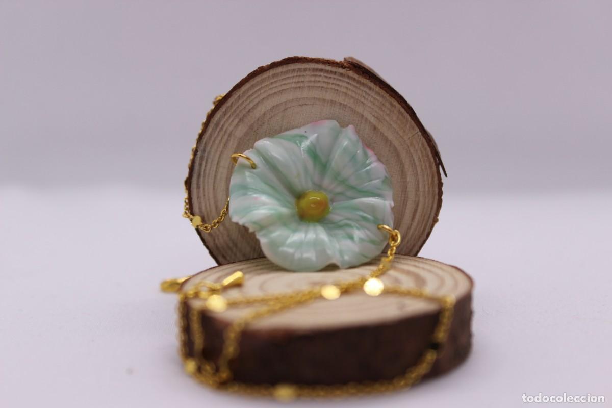 Artesan&iacute;a: Pulsera de flor verde menta. - Foto 5