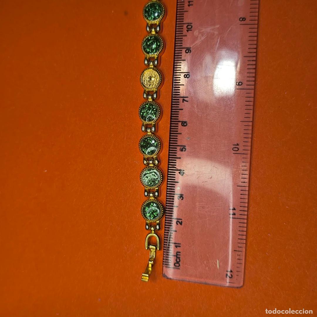 Artesan&iacute;a: 001508COM-pulsera dorada con cientas verdes - Foto 3