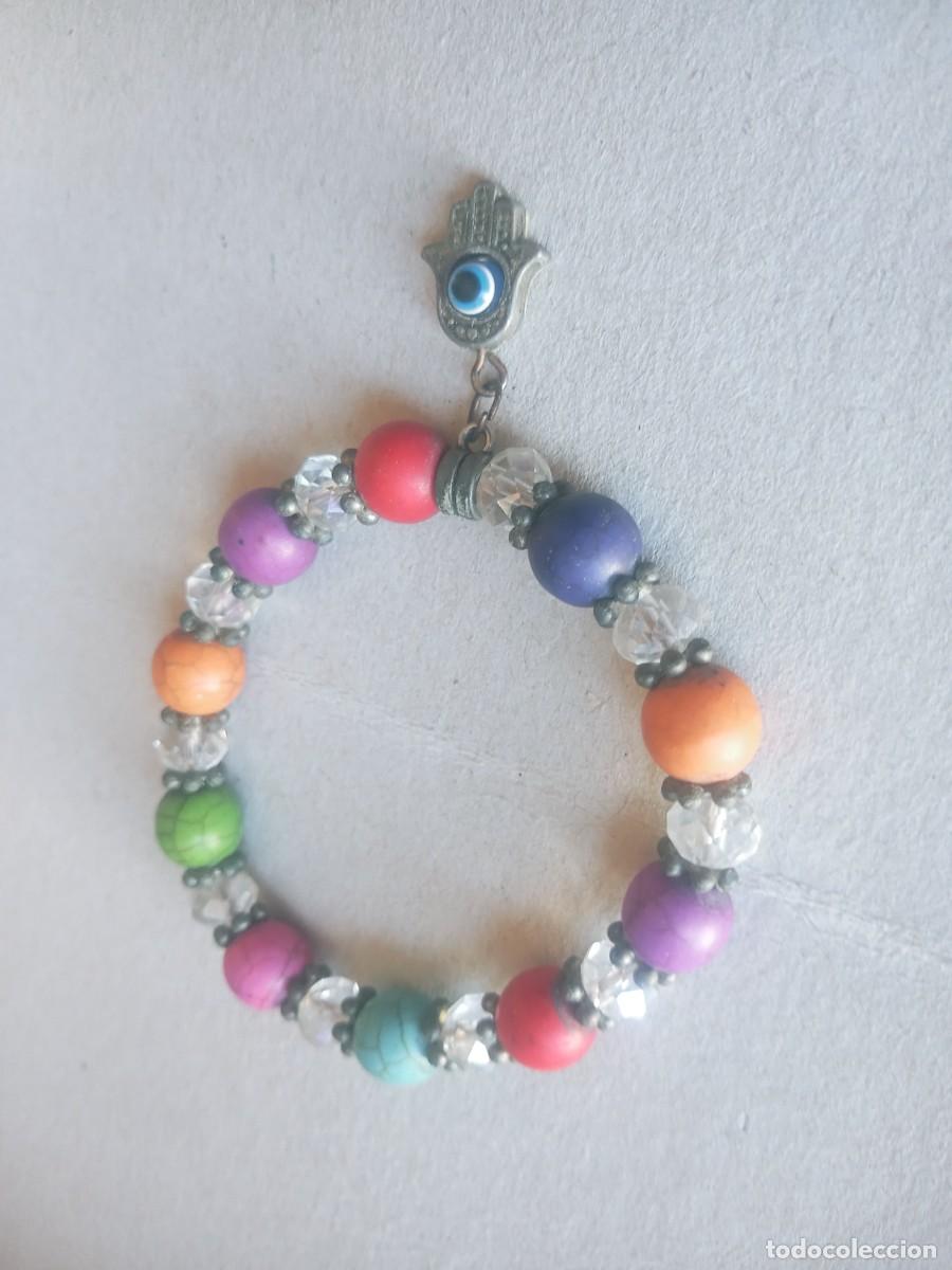 Artesan&iacute;a: BONITA PULSERA ANTIGUA MANO DE FATIMA CRISTAL Y PIEDRAS
