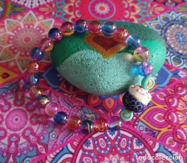 Artesanato e Manualidades: Pulsera &rdquo;Maneki-neko azul&rdquo;, Jap&oacute;n, gato de la suerte