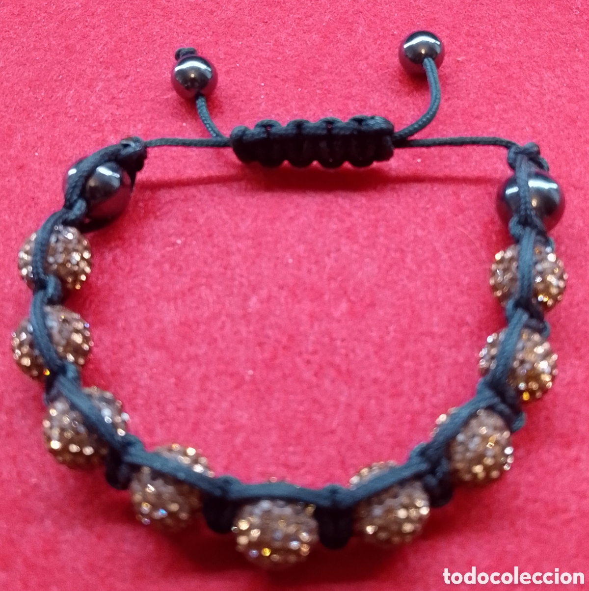 Artesanato e Manualidades: Pulsera artesanal Shamballa Ajustable con Cuentas de Cristal Marr&oacute;n y Hematita