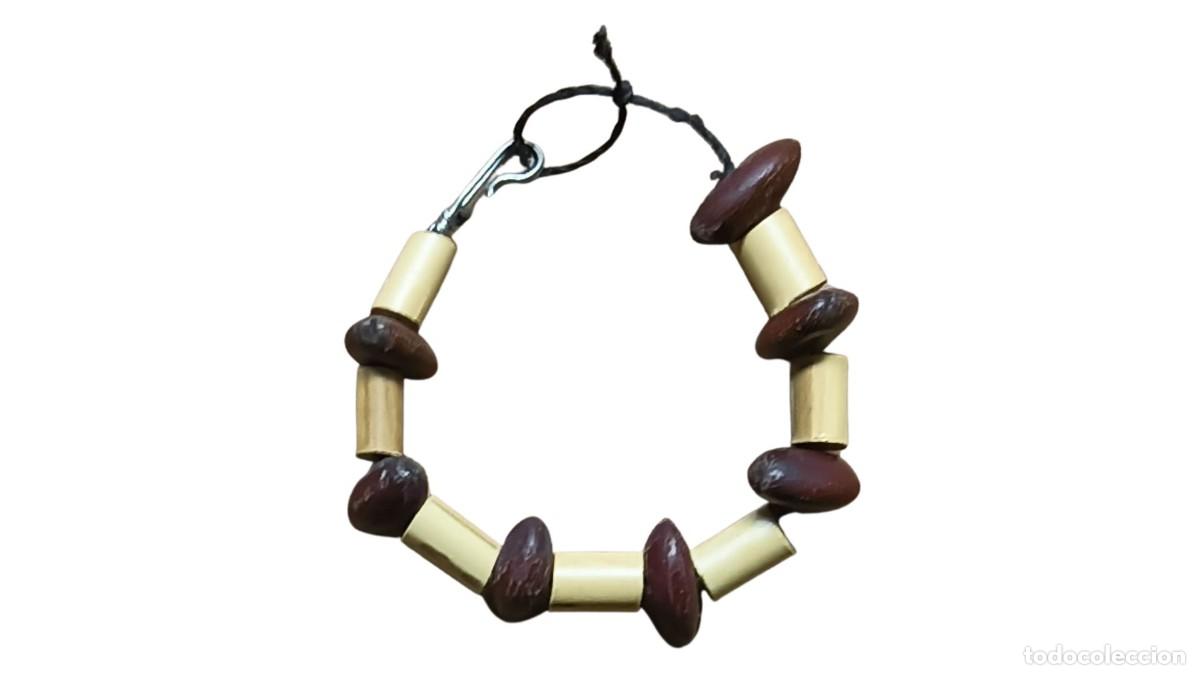Artesan&iacute;a: PULSERA &Eacute;TNICA VINTAGE - SEMILLAS OJO DE BUEY Y TUBOS DE BAMB&Uacute; - ARTESAN&Iacute;A INDIGENA - BRASIL