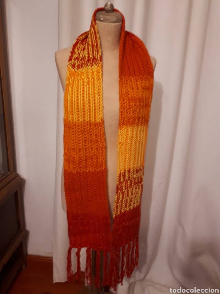 Artesan&iacute;a: Bufanda lana naranja rayas - Foto 1
