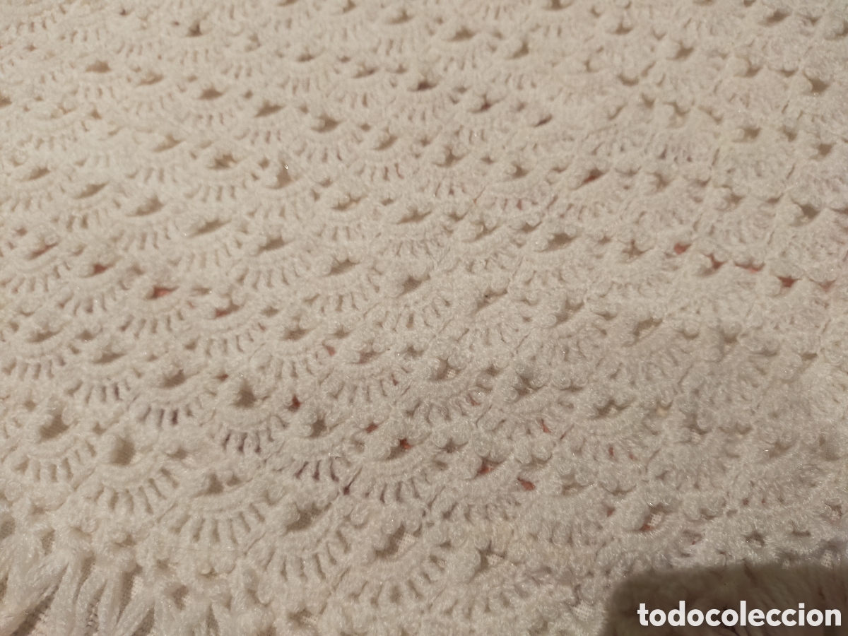 Artesan&iacute;a: Chal crochet blanco hecho a mano - Foto 3