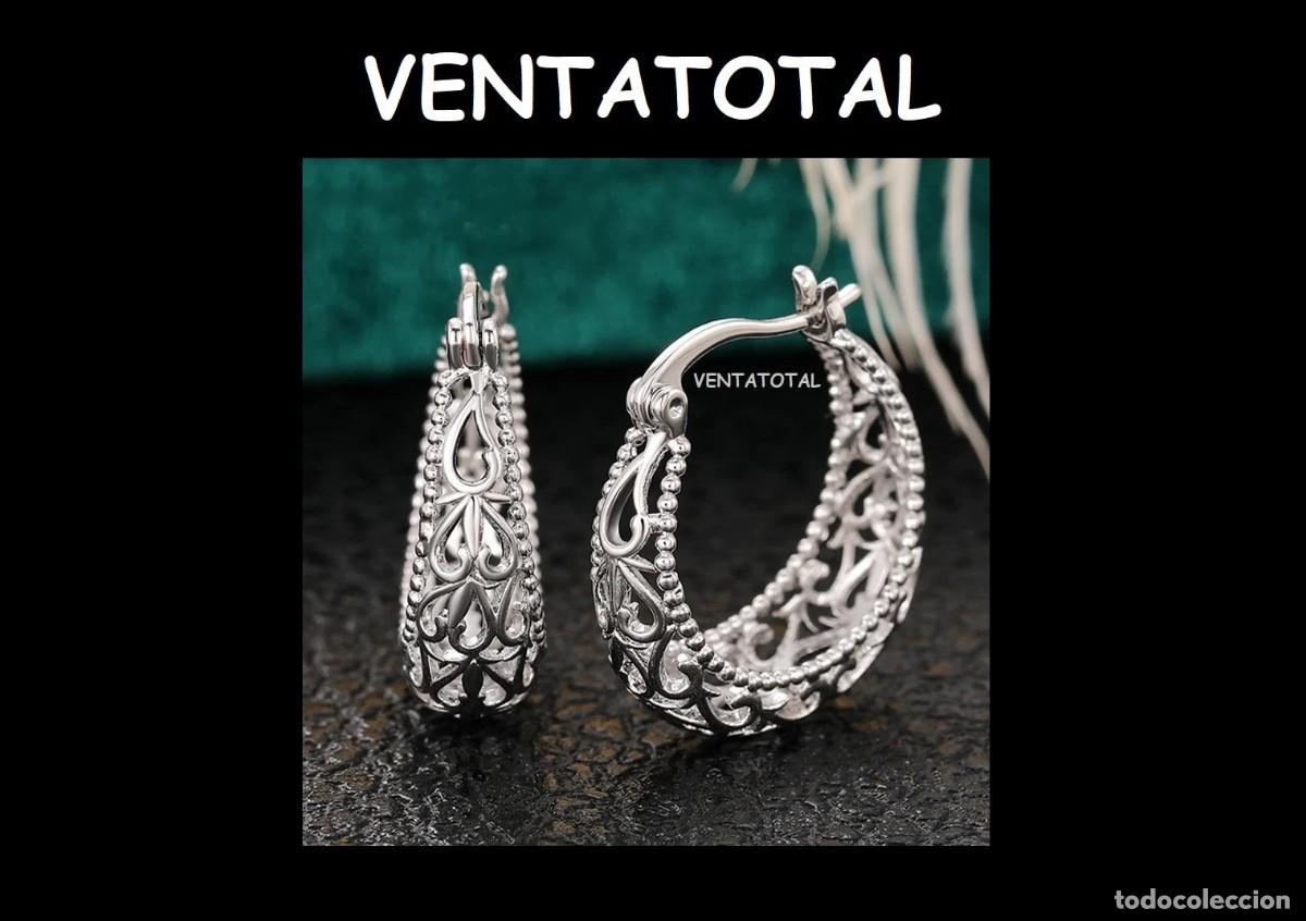 Artesan&iacute;a: LUJO PENDIENTES ARO CON DETALLES ELEGANTES SON DE ORO BLANCO DE 18KILATS LAMINADO PESA LOS DOS 5GRA