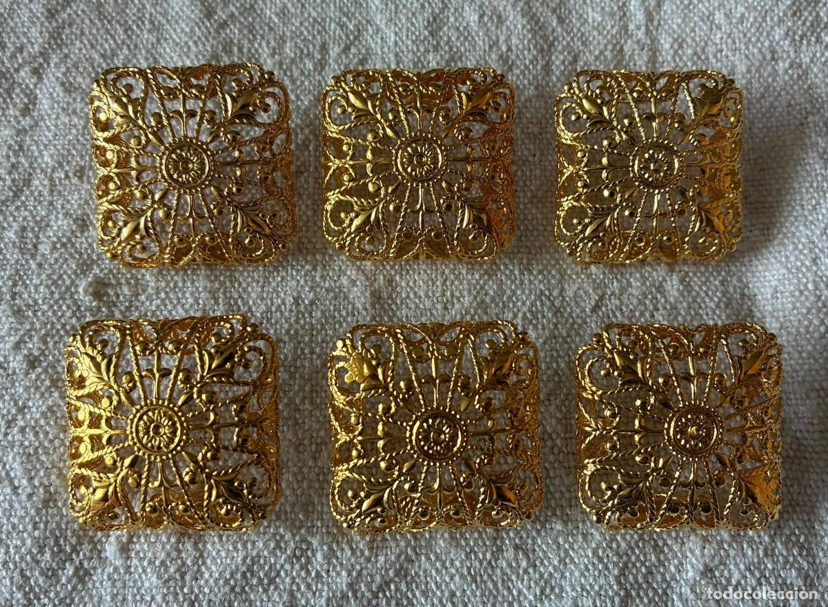 Artesan&iacute;a: Vintage gold filigree buttons 31mm ornate metal buttons set of 6 sewing buttons jewelry buttons