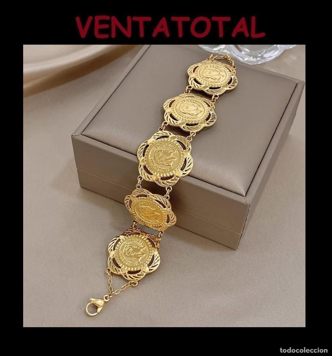 Artesan&iacute;a: ELEGANTE PULSERA CON TIPO MONEDAS RARAS ES DE ORO DE 22 KILATES LAMINADO LEER DENTRO LA DESCRIPCION