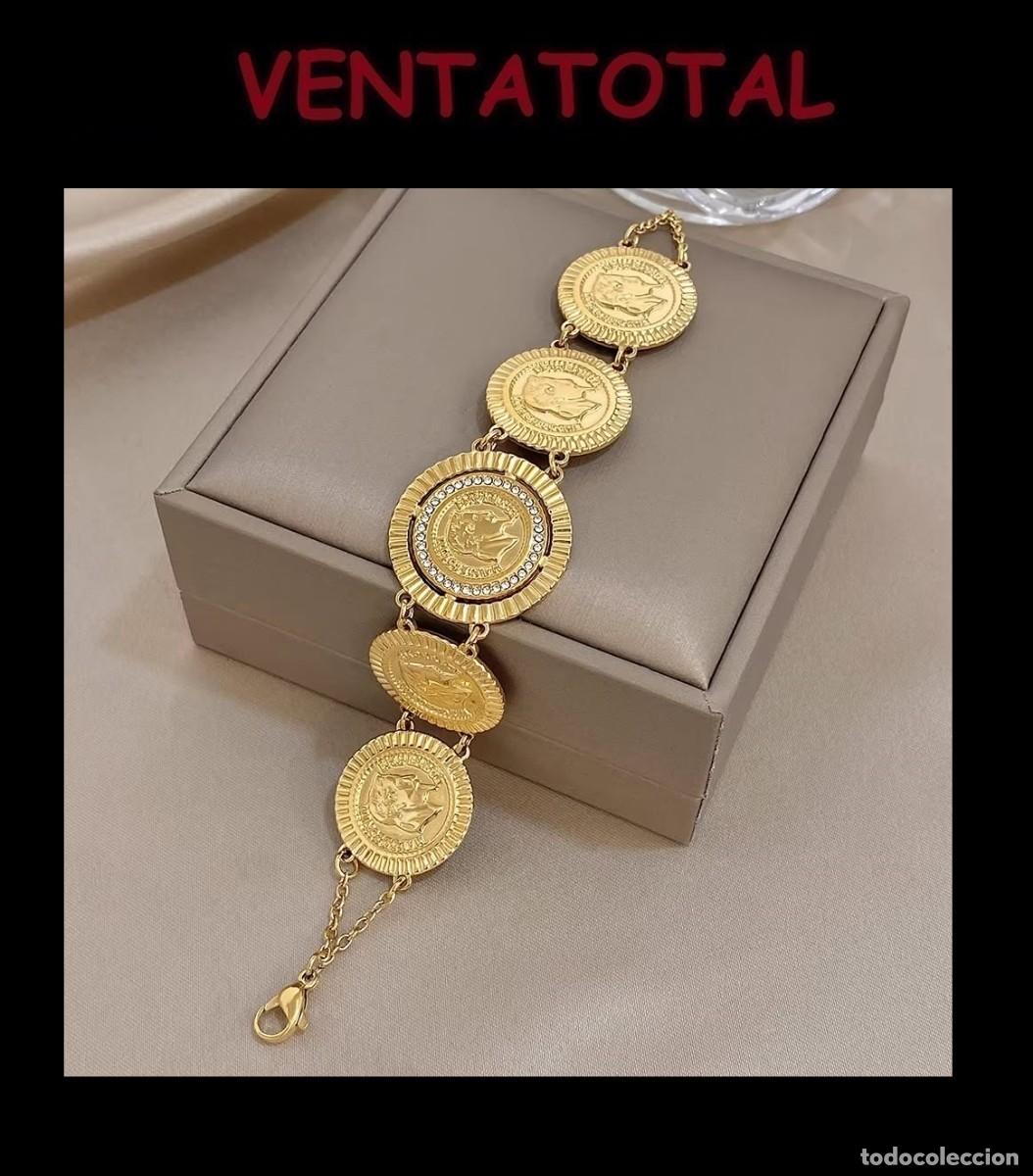 Artesan&iacute;a: ELEGANTE PULSERA CON TIPO MONEDAS RARAS ES DE ORO DE 22 KILATES LAMINADO LEER DENTRO LA DESCRIPCION