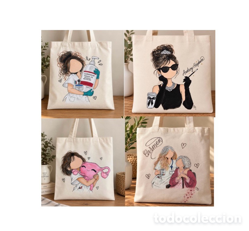 Artesanato e Manualidades: Tote bag pintadas a mano, personalizadas. Empleos y oficios, sanidad, educaci&oacute;n, oficina, empresa.