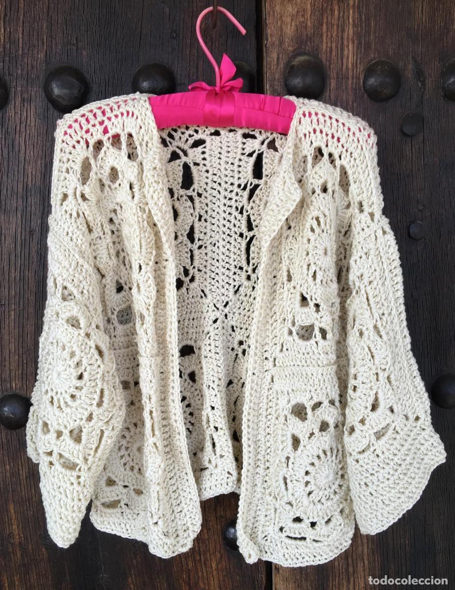 Artesan&iacute;a: Chaqueta de crochet artesanal en color crudo