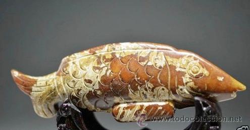 Artesan&iacute;a: Original Pez tallado a mano en jade marron - Foto 2
