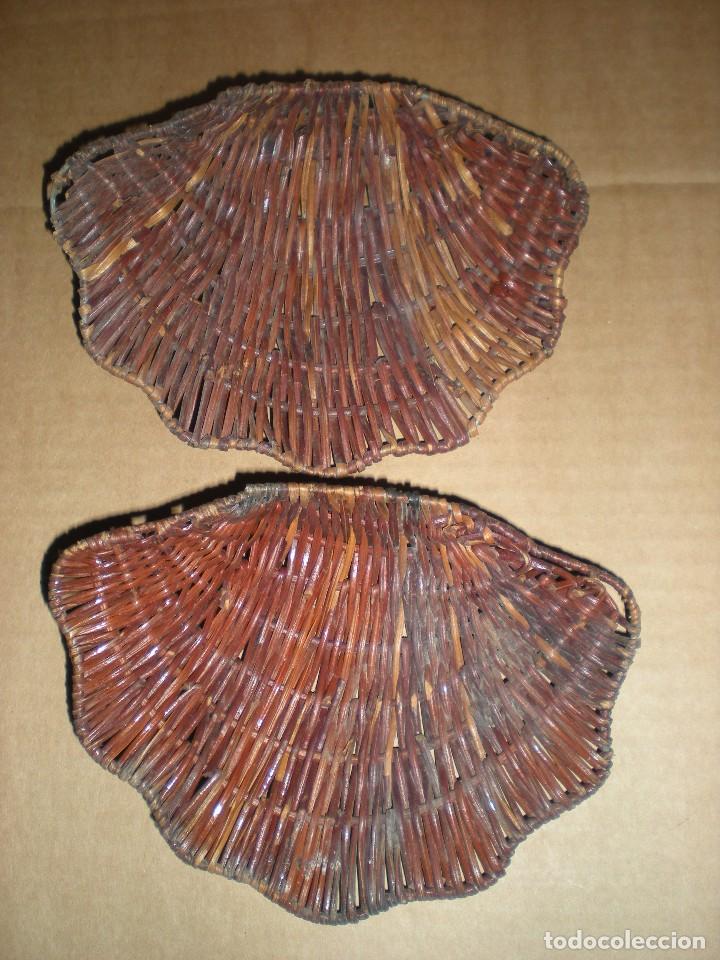 Artesan&iacute;a: pareja de conchas en mimbre 18x12cm - Foto 1