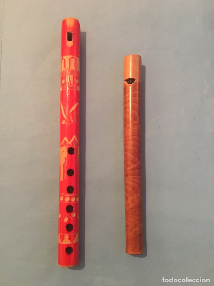 pareja de dos flautas de madera. flauta etnica - Comprar en
