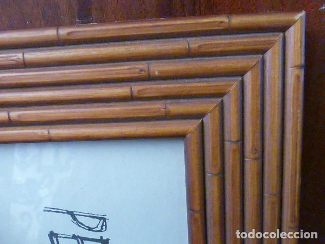 Artesan&iacute;a: MARCO DE MADERA IMITACION CA&Ntilde;A DE BAMBU, CON CRISTAL. - Foto 2