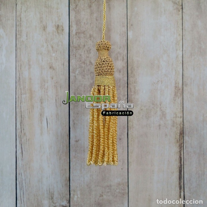 Artesan&iacute;a: Borla de oro con fleco de canel&oacute;n de 12 cm - Foto 2