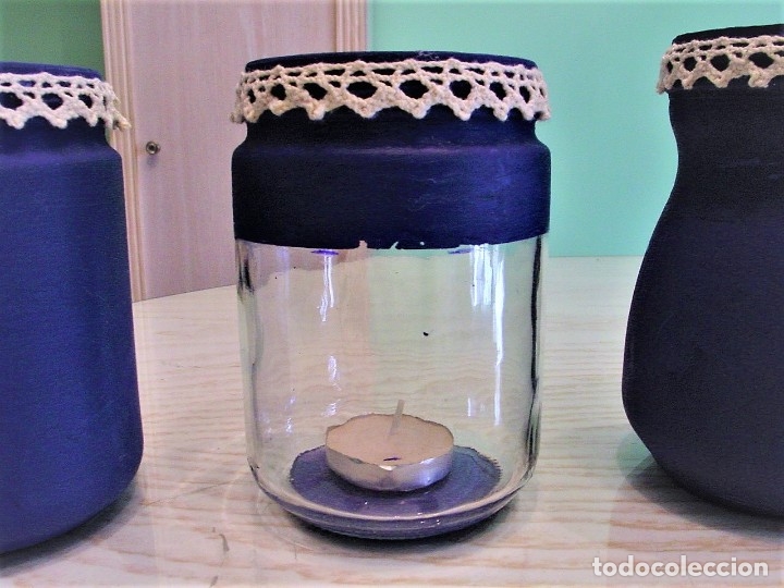 Artesan&iacute;a: Lote de tres tarros decorados - Foto 3