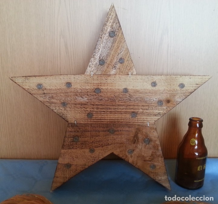 Artesan&iacute;a: Estrella. Figura en madera con luz de led - Foto 1