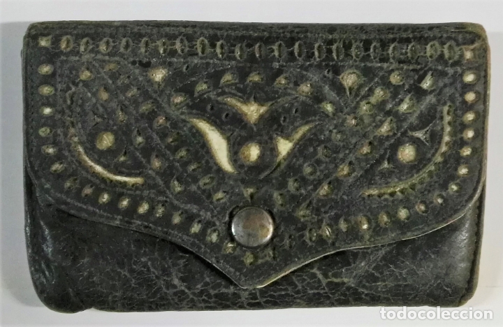 Artesan&iacute;a: Cartera de cuero. decorada. Antigua - Foto 1