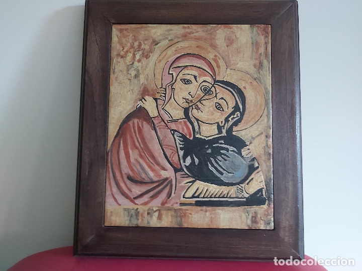 Artesan&iacute;a: Socarrat. La Virgen con Santa Isabel. - Foto 1