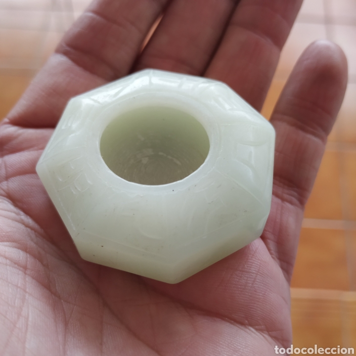 Artesan&iacute;a: Tintero de jade verde tallado a mano - Foto 3