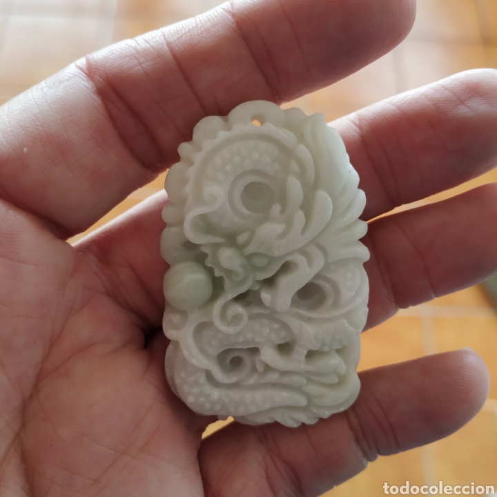 Artesan&iacute;a: Colgante jade blanco , drag&oacute;n con perla - Foto 2