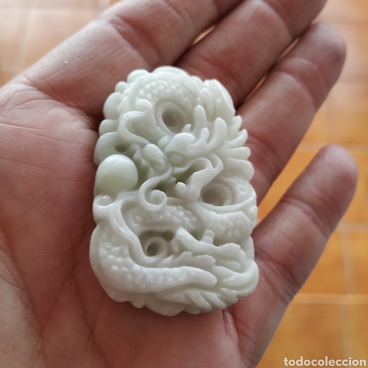 Artesan&iacute;a: Colgante jade blanco , drag&oacute;n con perla - Foto 3