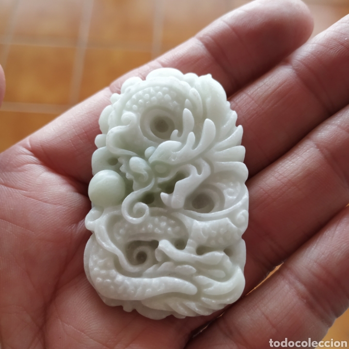 Artesan&iacute;a: Colgante jade blanco , drag&oacute;n con perla - Foto 1