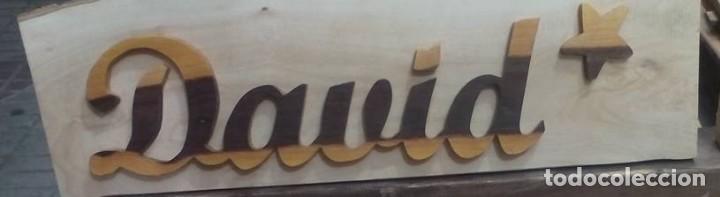 Artesan&iacute;a: Nombre calado en madera con base y figura - Foto 1
