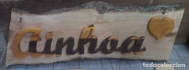 Artesan&iacute;a: Nombre calado en madera con base y figura - Foto 1