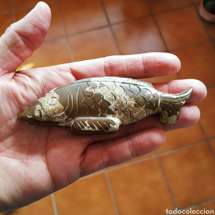 Artesan&iacute;a: Original Pez tallado a mano en jade marron - Foto 3