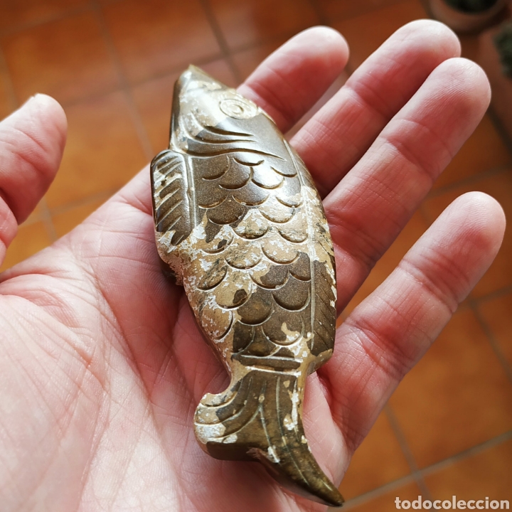 Artesan&iacute;a: Original Pez tallado a mano en jade marron - Foto 4